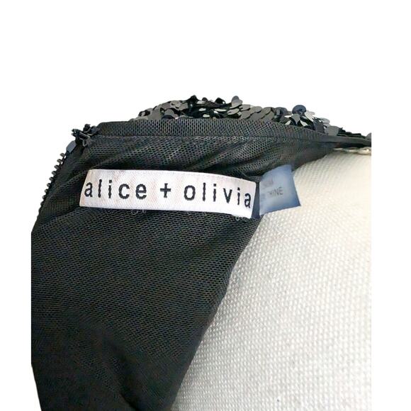 Alice + Olivia Delora Black Sequin Feather Mini Dress US 8 Party Cocktail - Picture 5 of 8